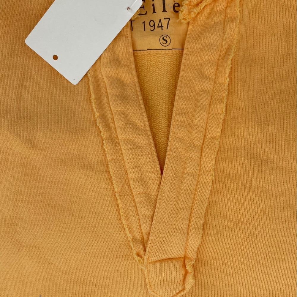 Frank & Eileen Womens Sweatshirt Split Neck Orange Cotton Small - Picture 4 of 5